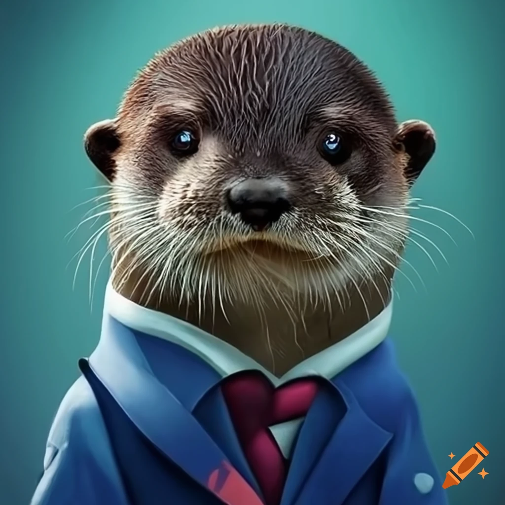 clever otter in a suit giving orders