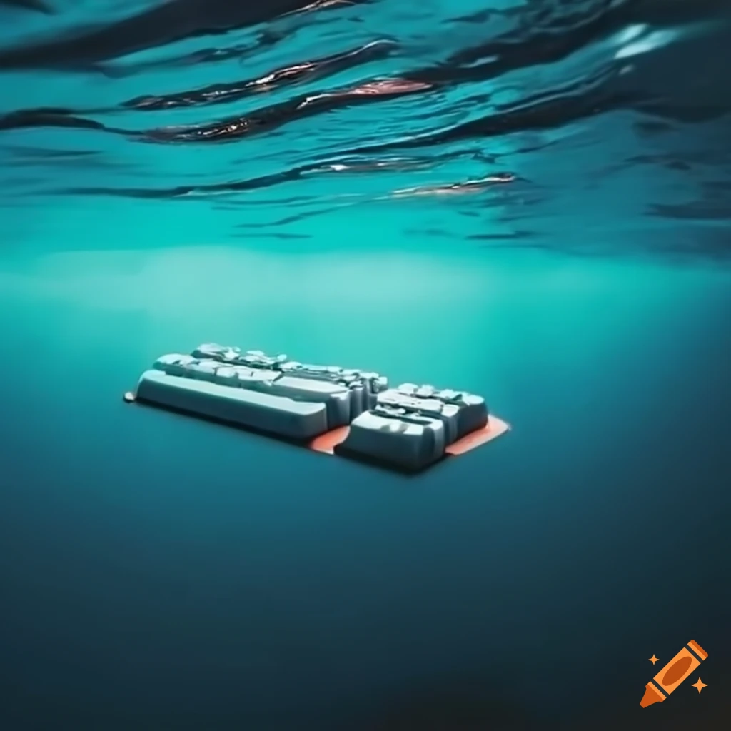 keyboard with ocean-themed keycaps