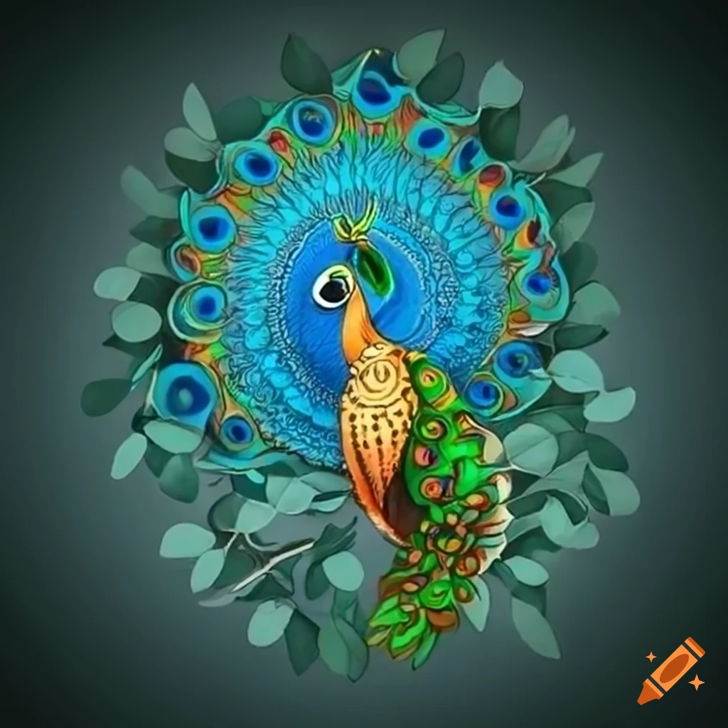 Peacock rangoli design – Learning process