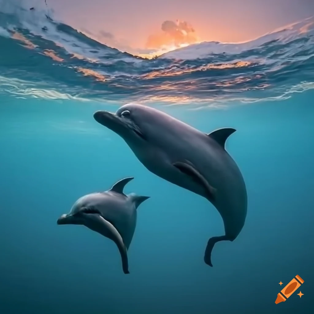 dolphins-swimming-against-the-setting-sun-on-craiyon