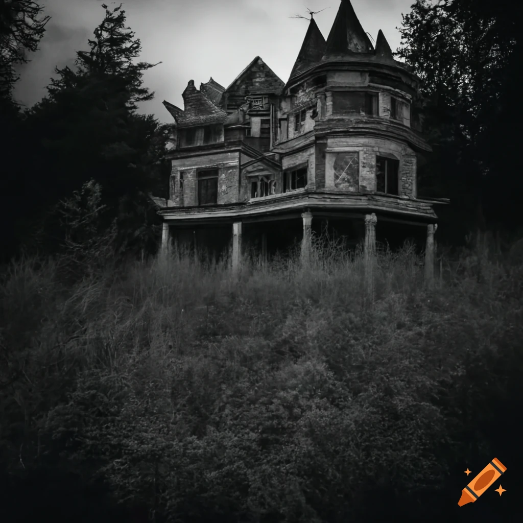 Eerie haunted house on a hill on Craiyon