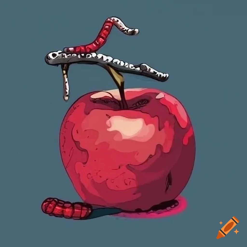Apple with a worm in it on Craiyon