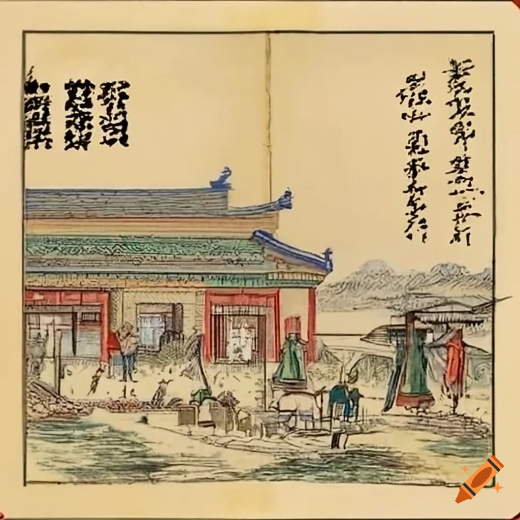 image of imperial Chinese officials collecting taxes from farmers