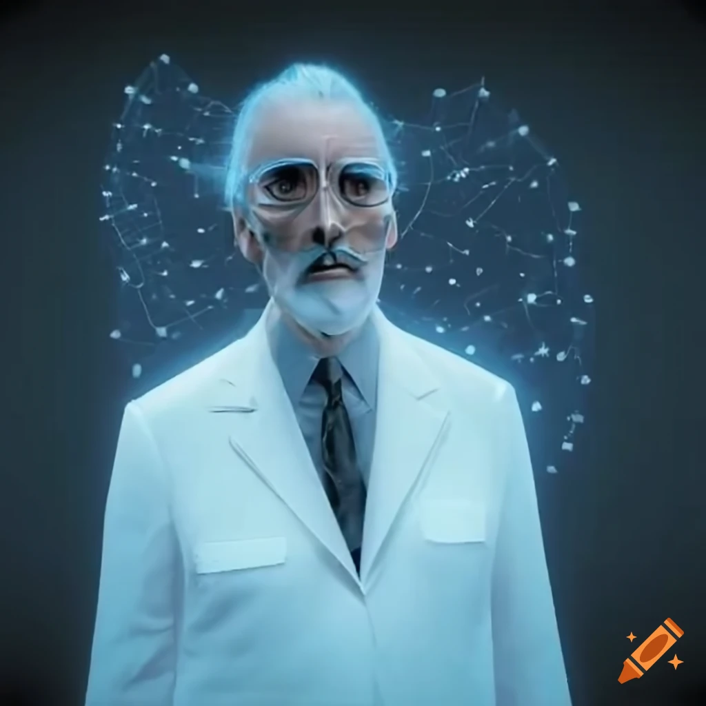 Hologram of christopher lee as a scientist