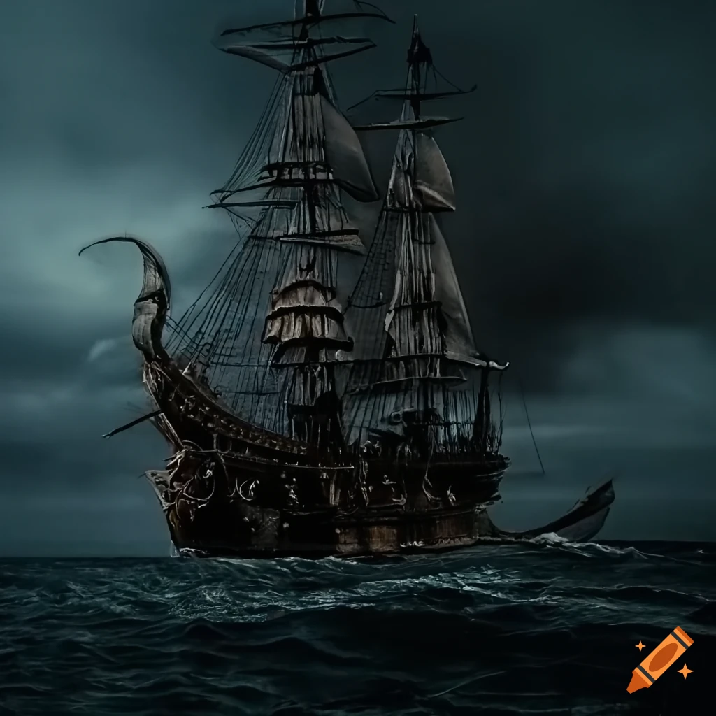 Image of a galleon sailing through a storm on Craiyon
