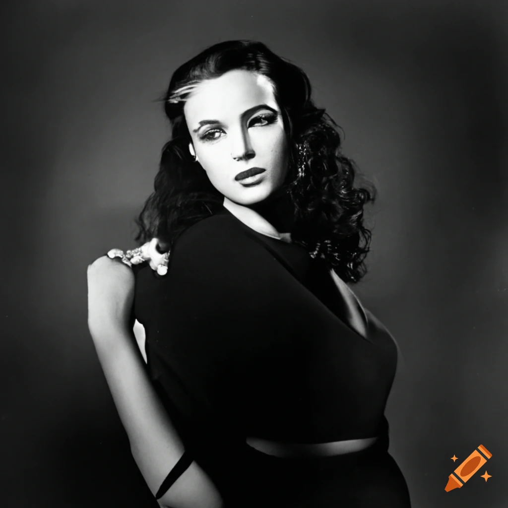 Femme fatale in film noir style portrait. Stock Illustration