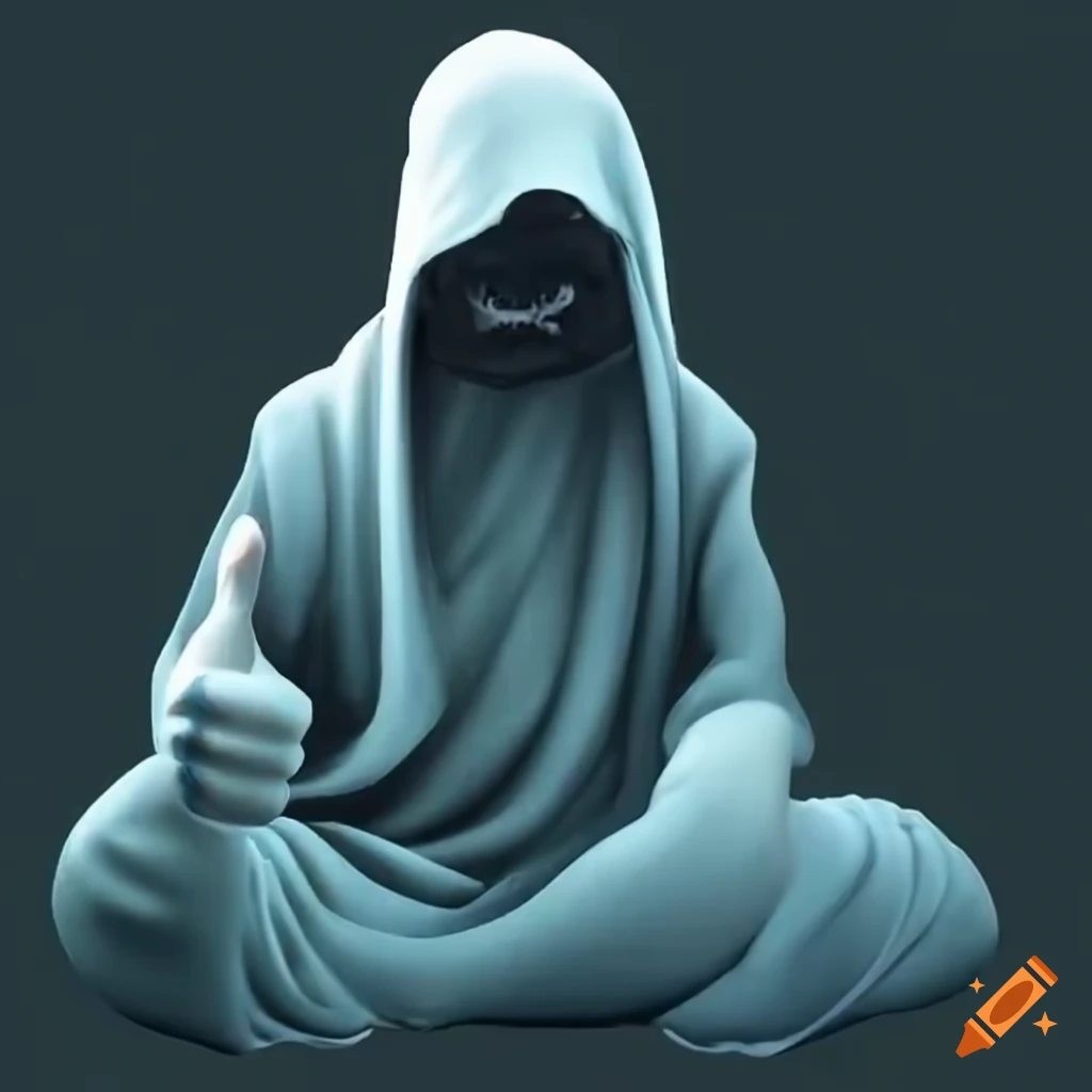 Humorous depiction of a ghost in guru attire on Craiyon