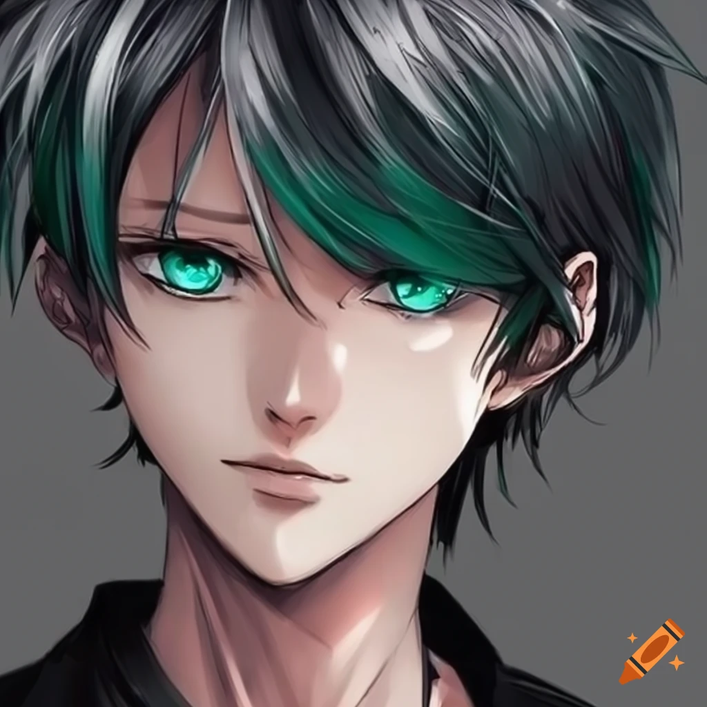 Manga Character With Green Eyes And Black Hair On Craiyon 2569