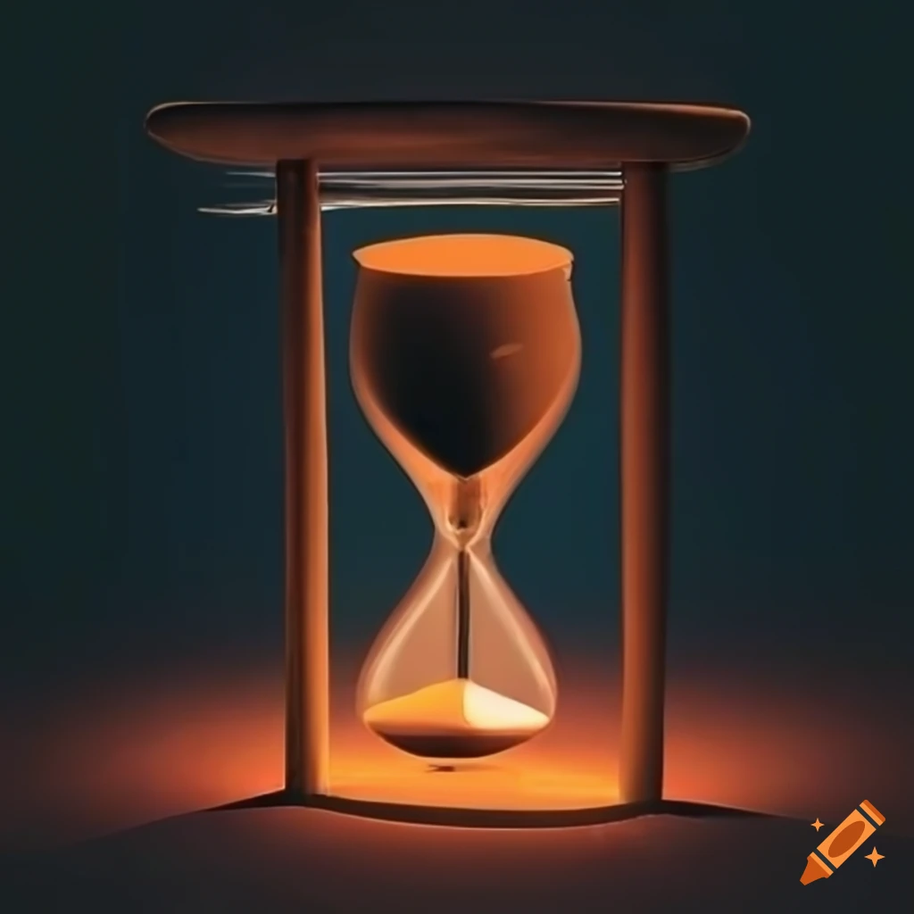 surreal image of rain falling on an hourglass with a desert inside