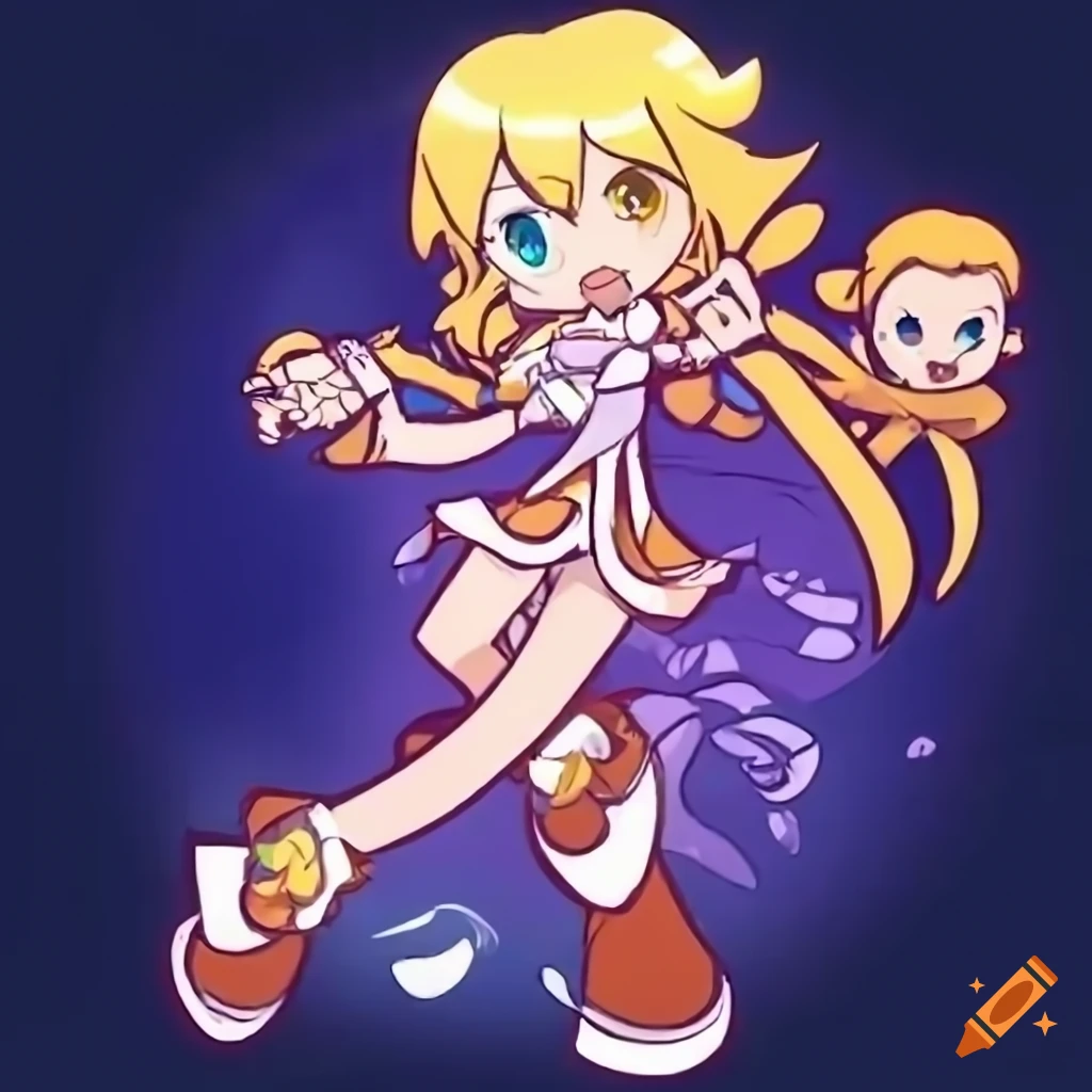 blonde Puyo Puyo characters striking a pose