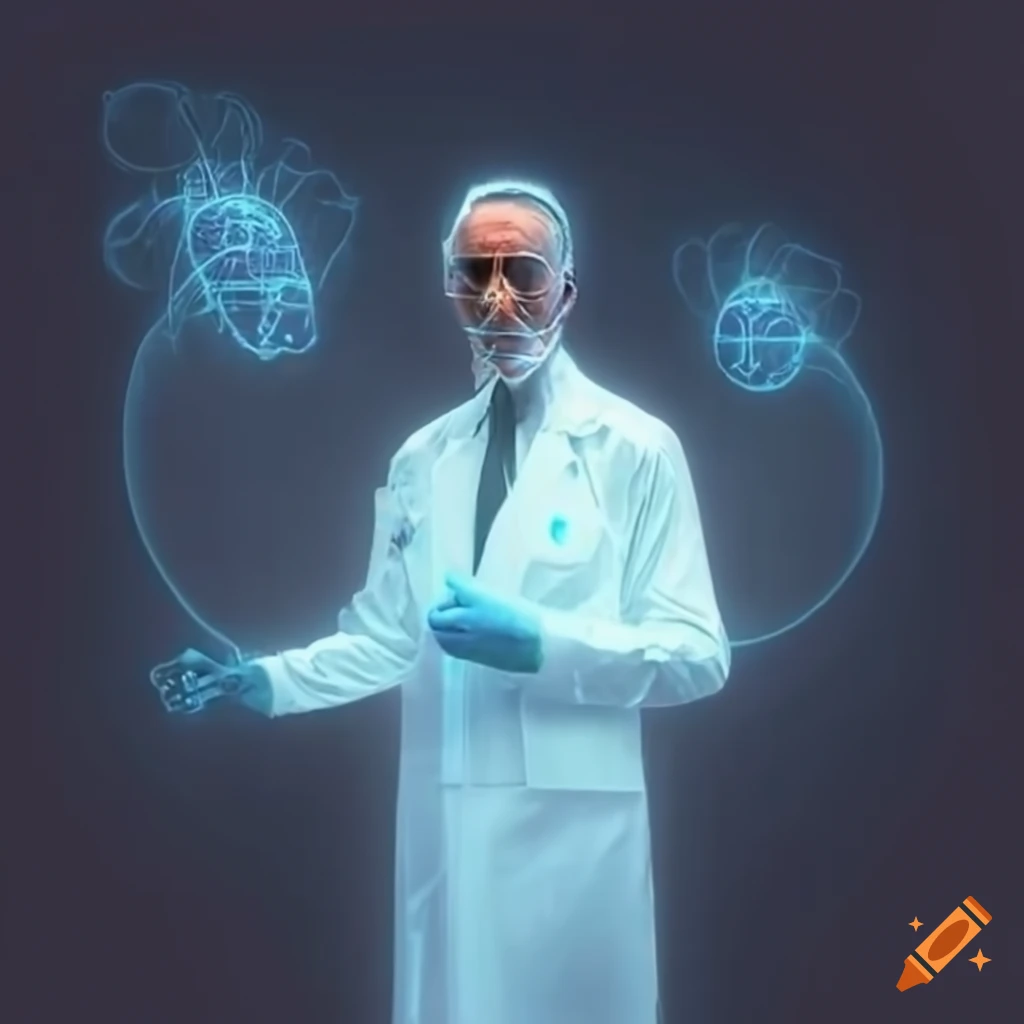 Hologram of christopher lee as a scientist on Craiyon