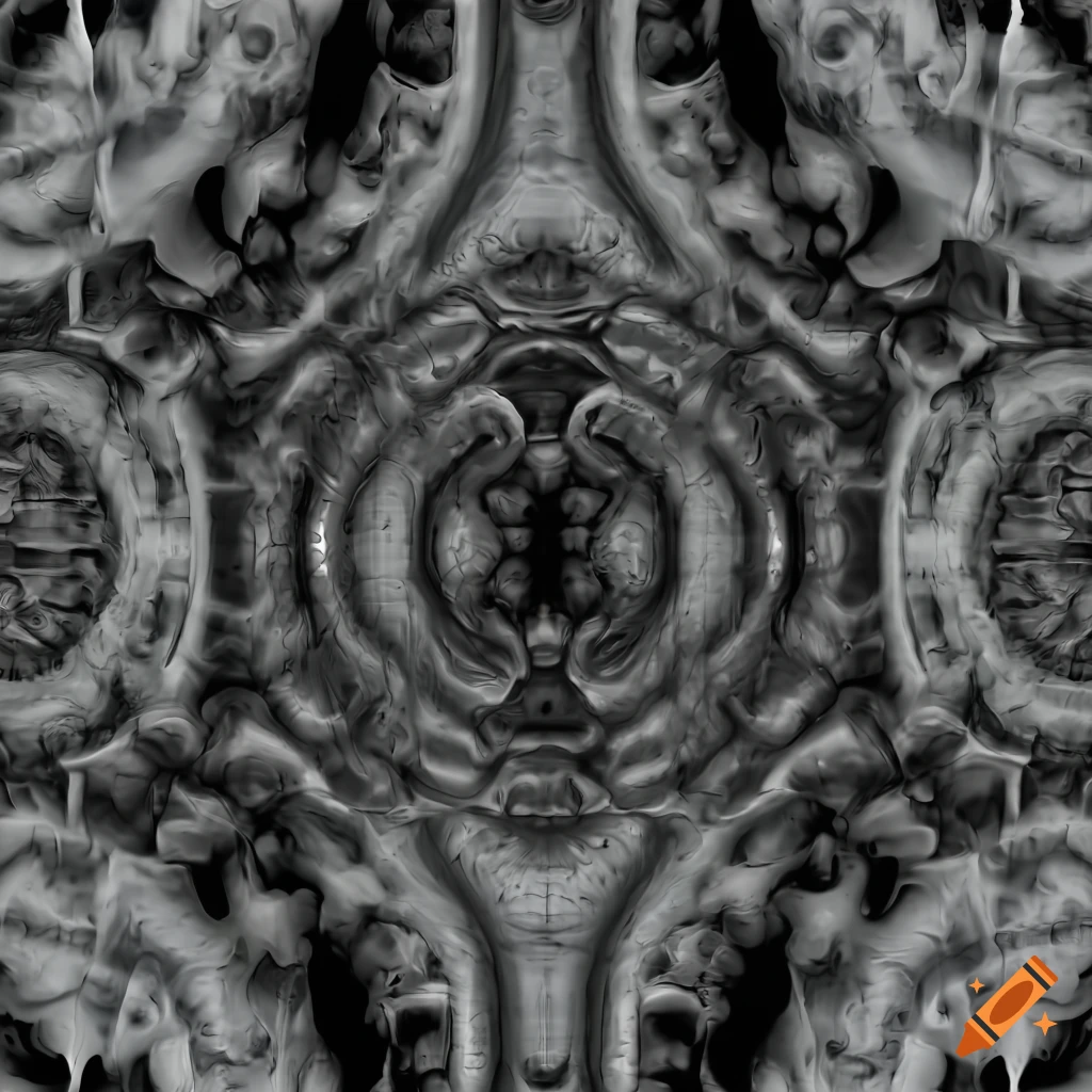 seamless gray scale texture with symmetrical biomechanical pattern