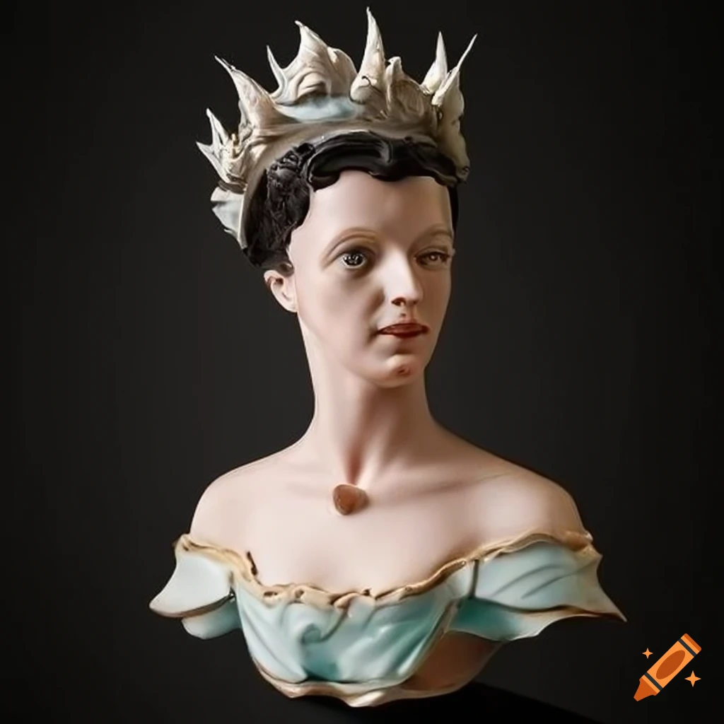 Porcelain bust of a space queen on Craiyon