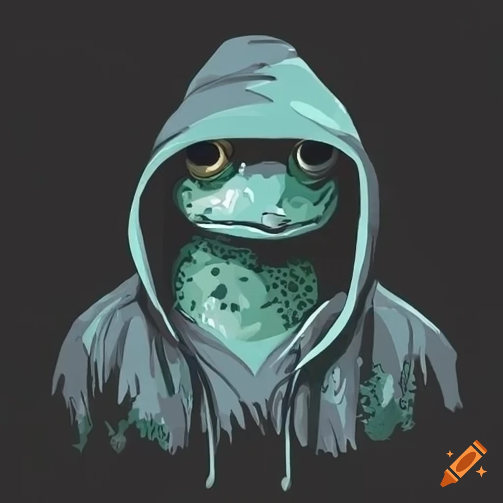 Frog wearing a hoodie on Craiyon