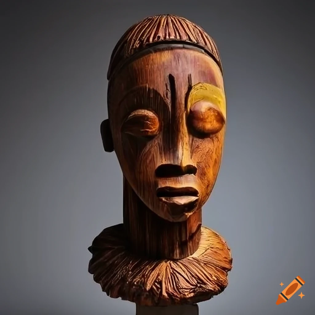 captivating wooden sculpture inspired by West African tribal art