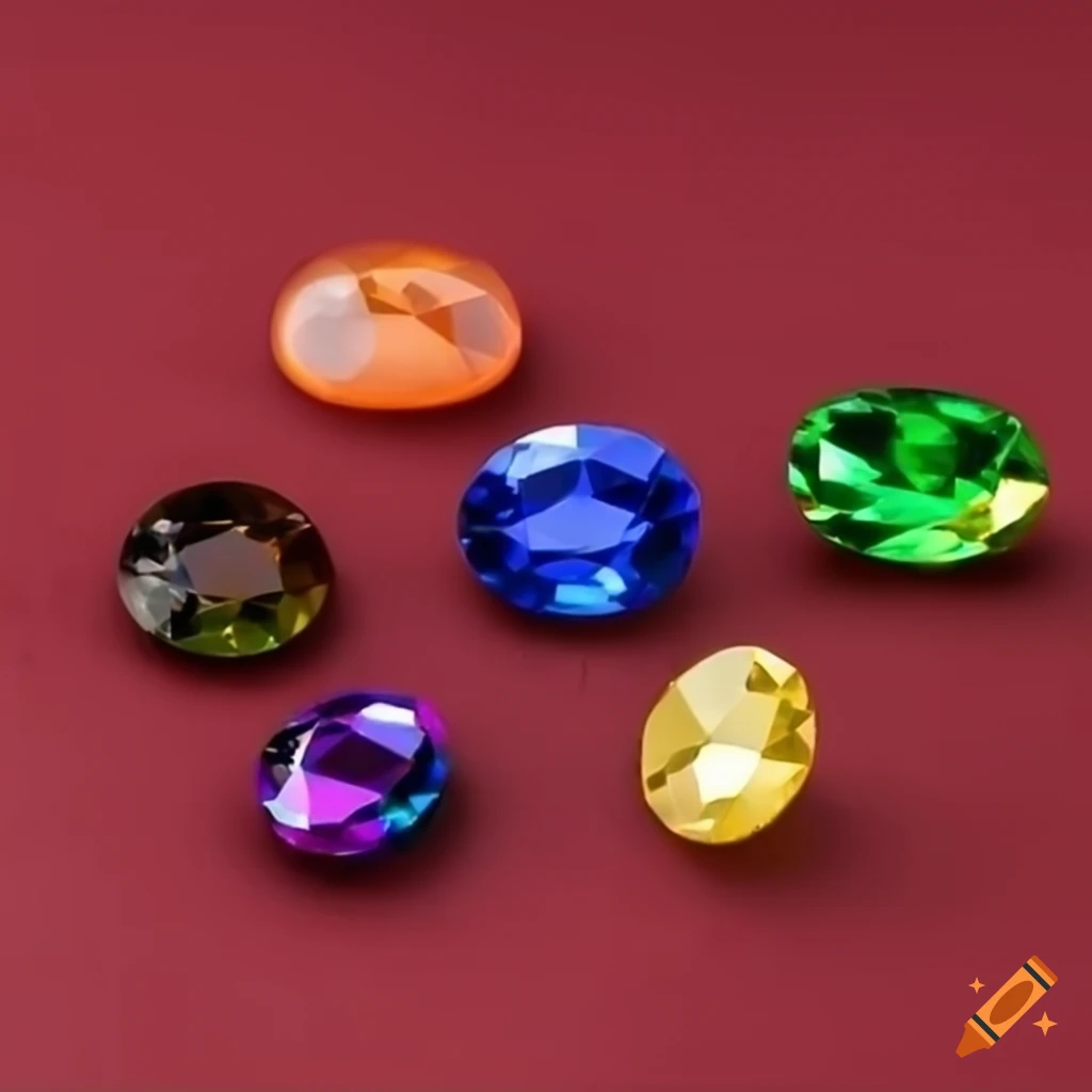 Colorful gemstones on a blue background on Craiyon