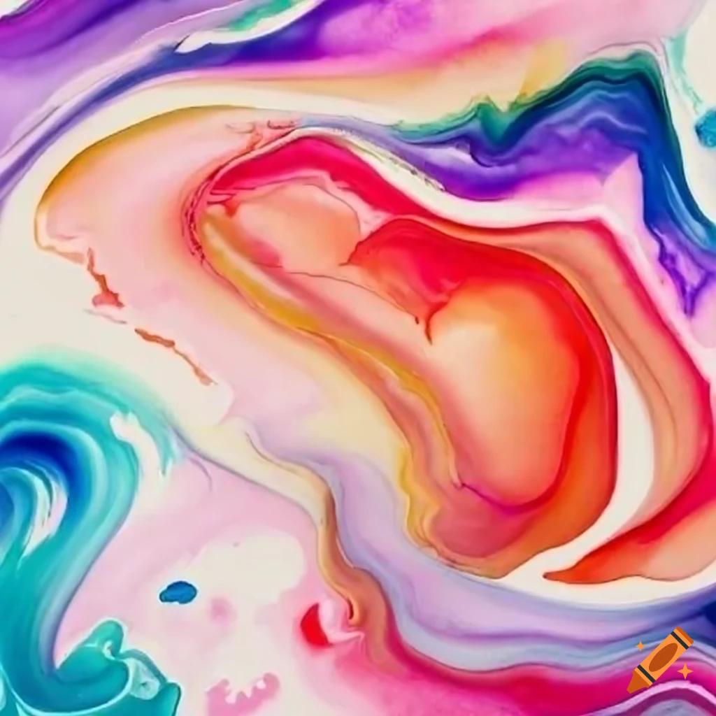 swirling flow of watercolor in spring colors