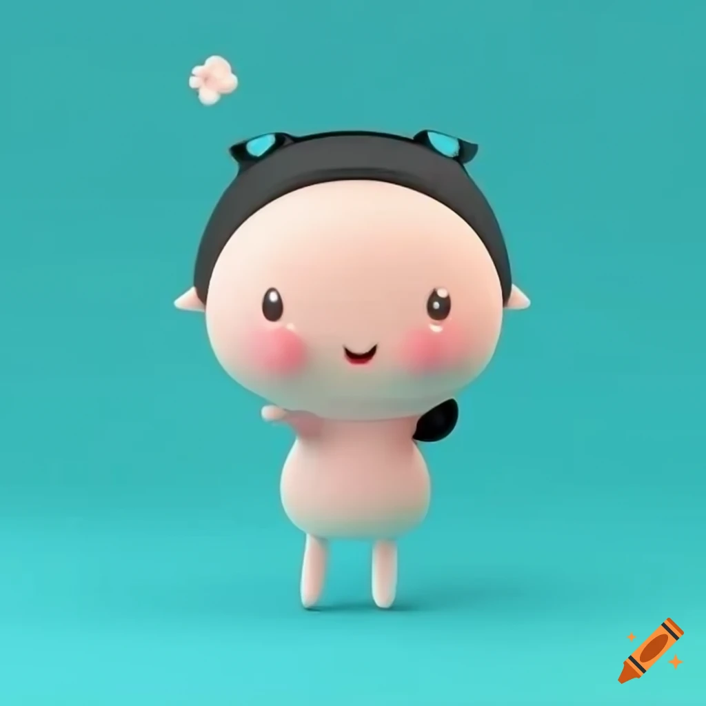 Minimal 3d character design of a cute asian bubble character on Craiyon