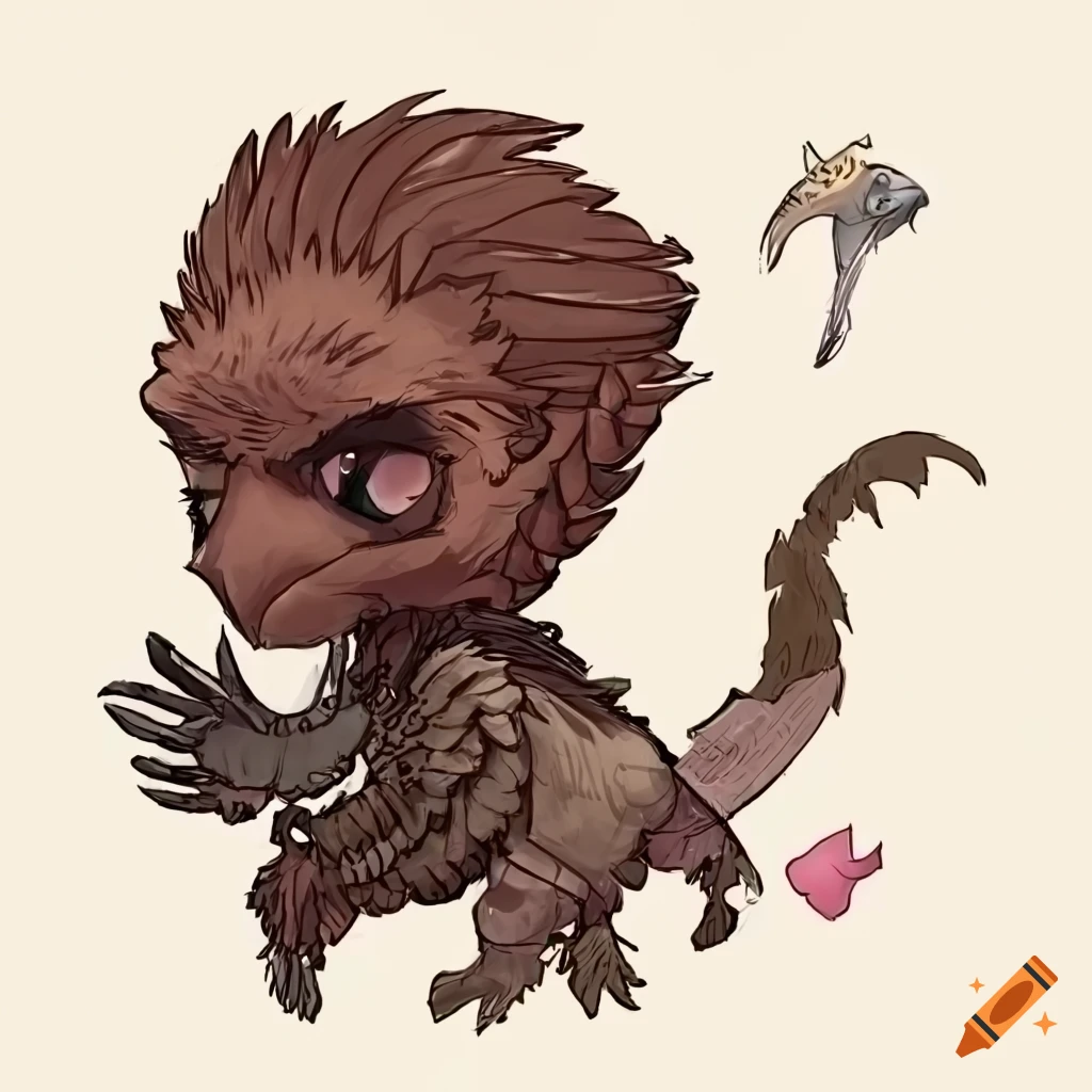 Concept art of a small cute zombified hawk on Craiyon