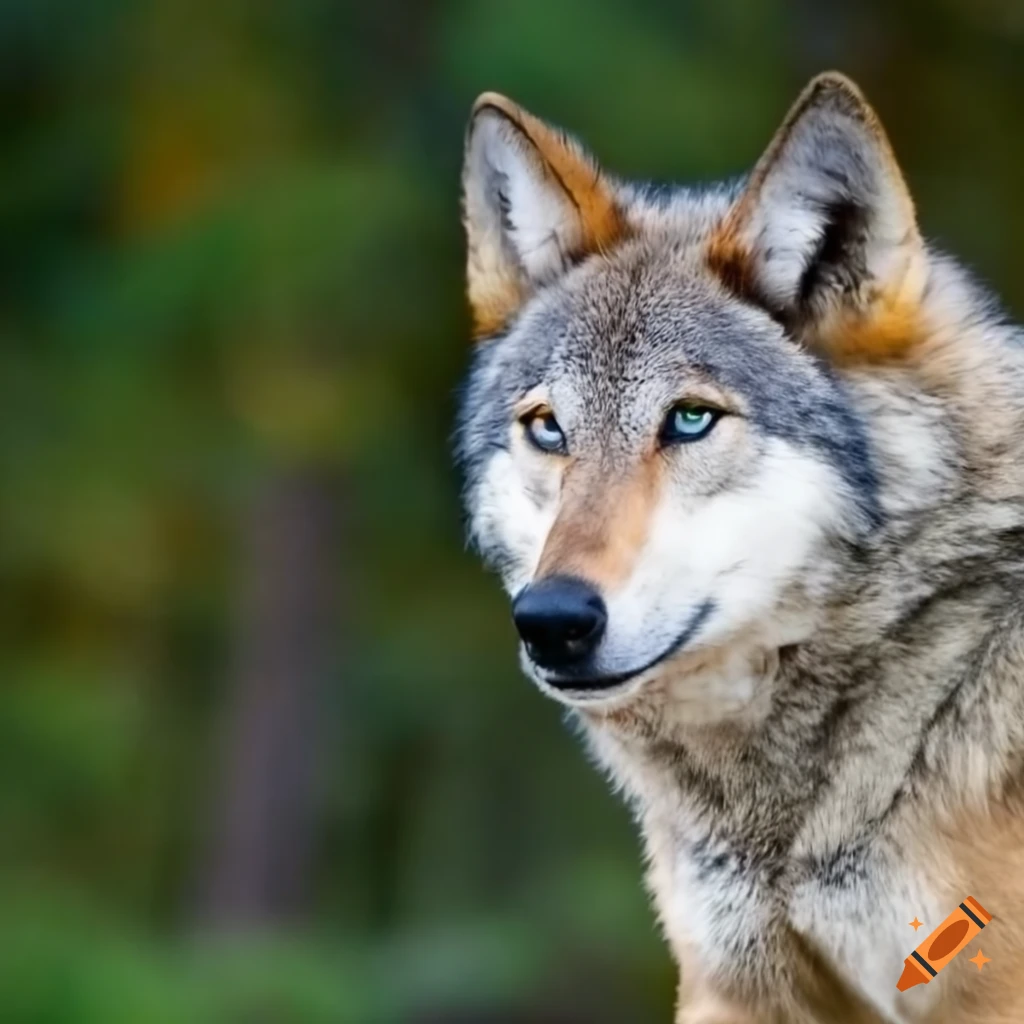 grey wolf with blue eyes