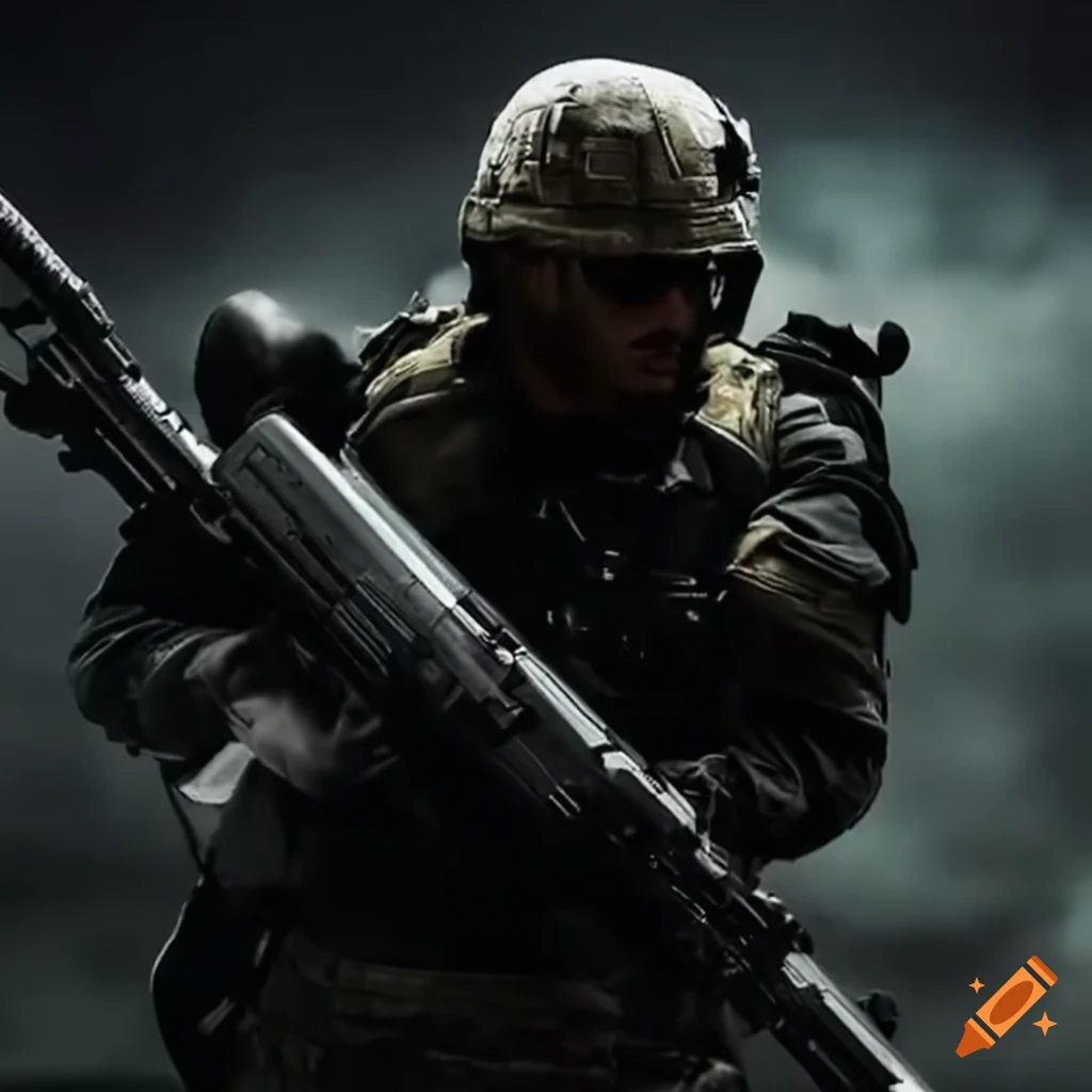 intense stare-down between two armed individuals