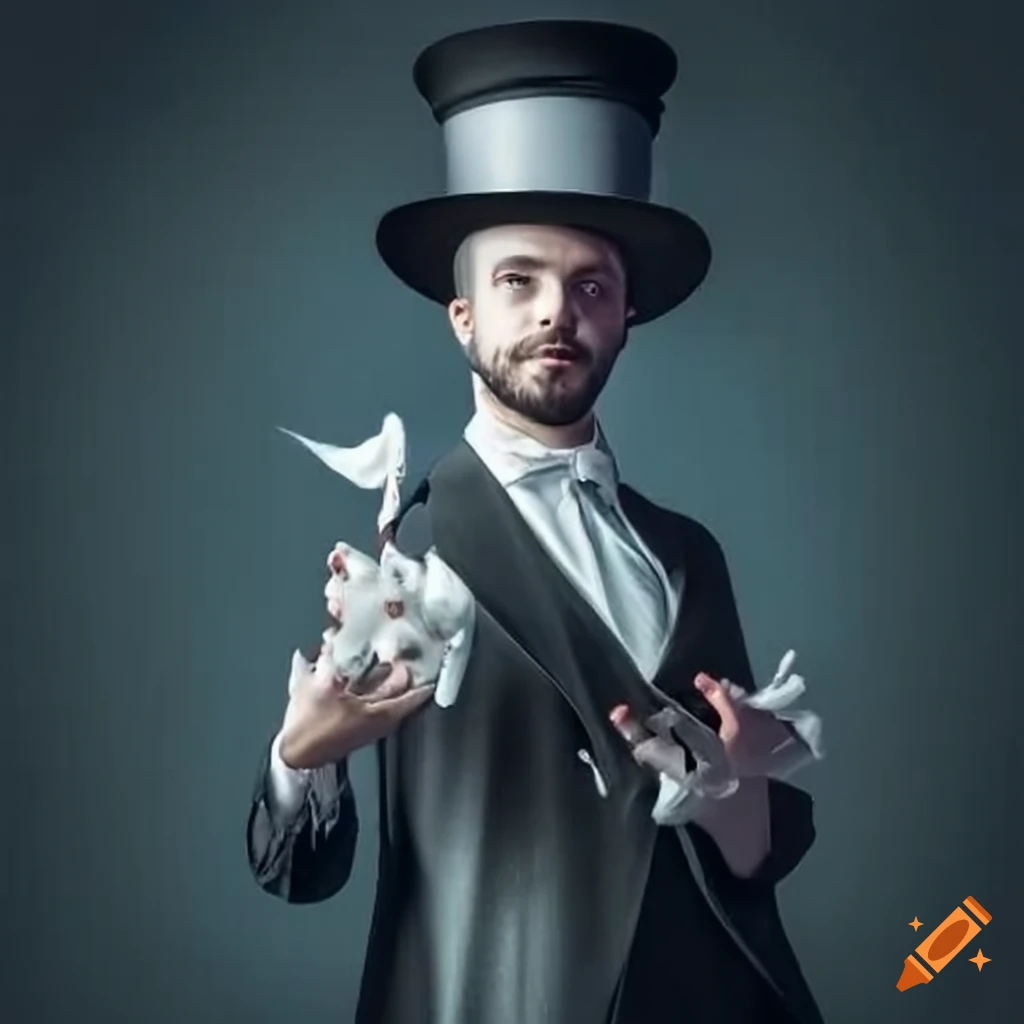 magician with top hat and doves