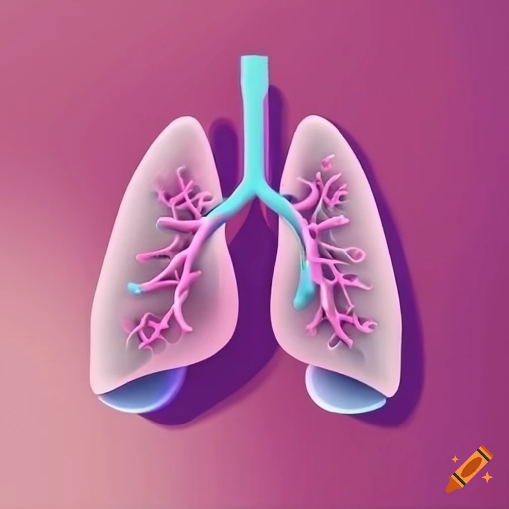 Pink lung and bronchi icon for lung cancer