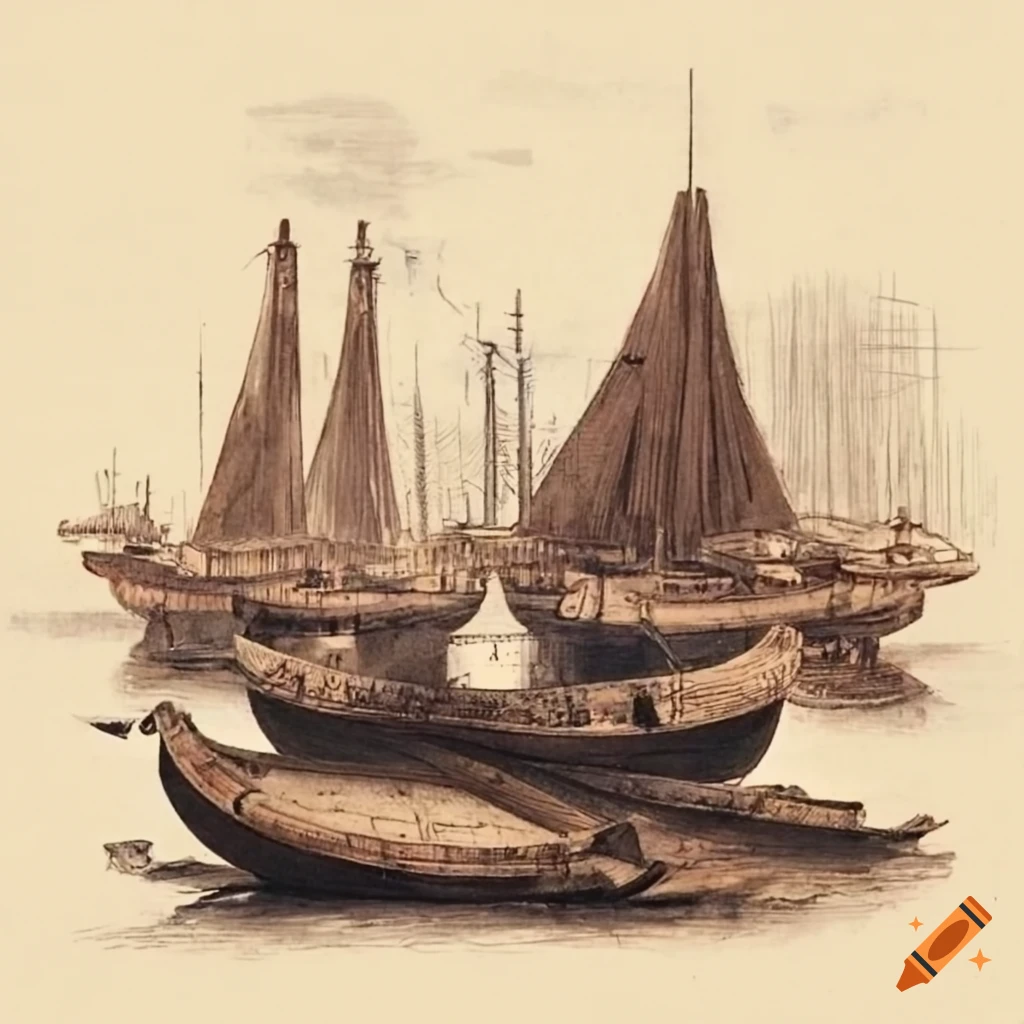 trade goods in the port of Canton, China