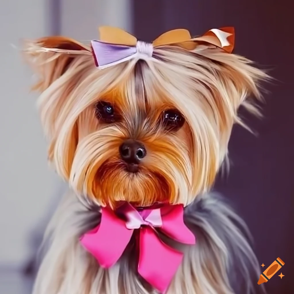 yorkshire-terrier-with-a-bow-in-its-hair-on-craiyon