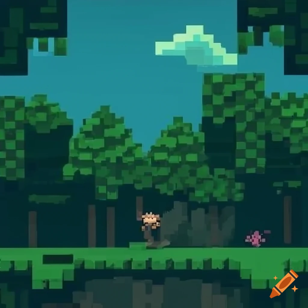 pixel art jungle backdrop for platformer game