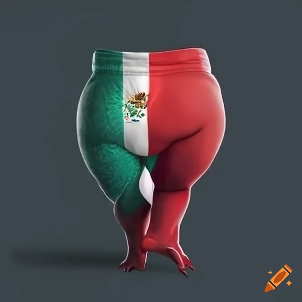 funny illustration of a dragon wearing Mexico flag underwear