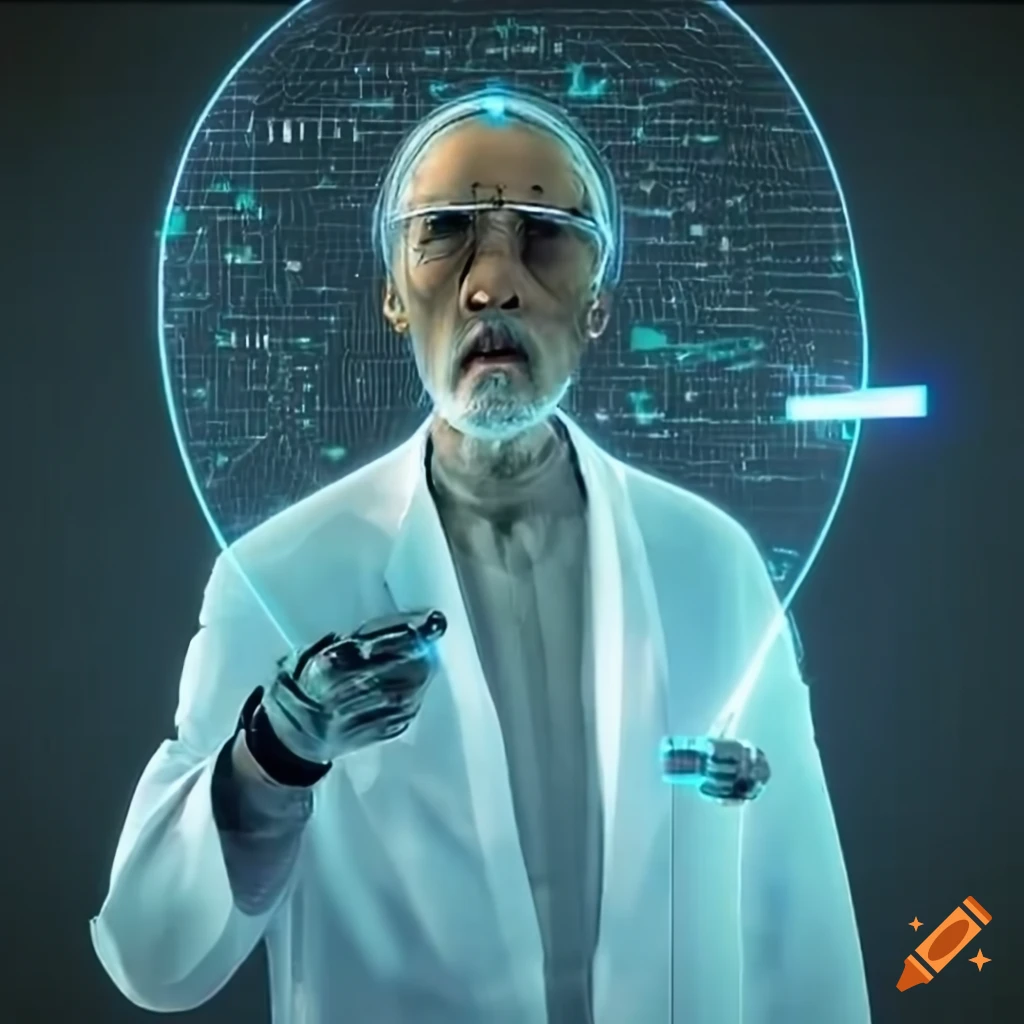 Hologram Of Scientist Christopher Lee In A Lab Coat On Craiyon