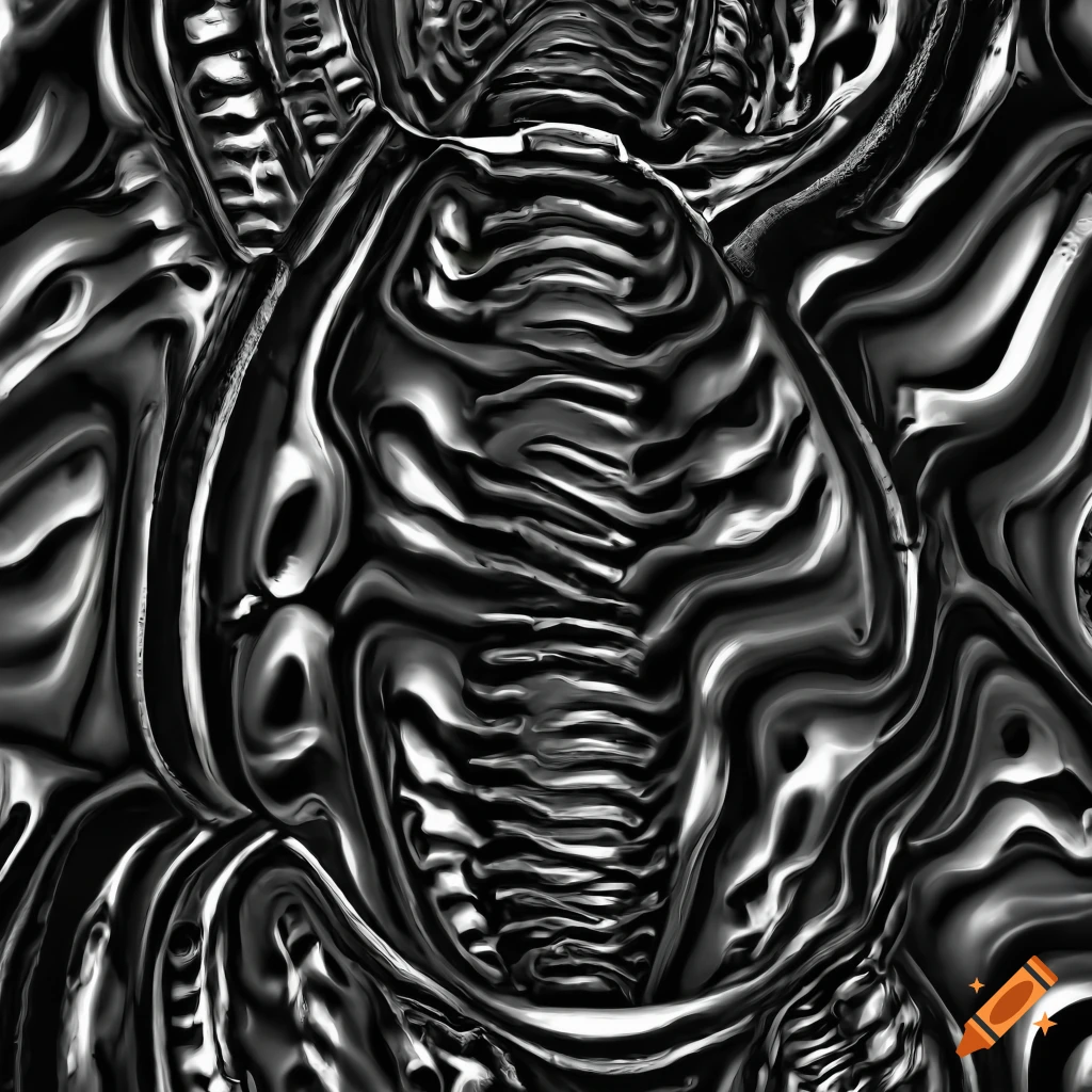 seamless black and white biomechanical rib texture