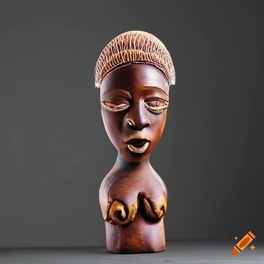 wood carving of a stylized human figure