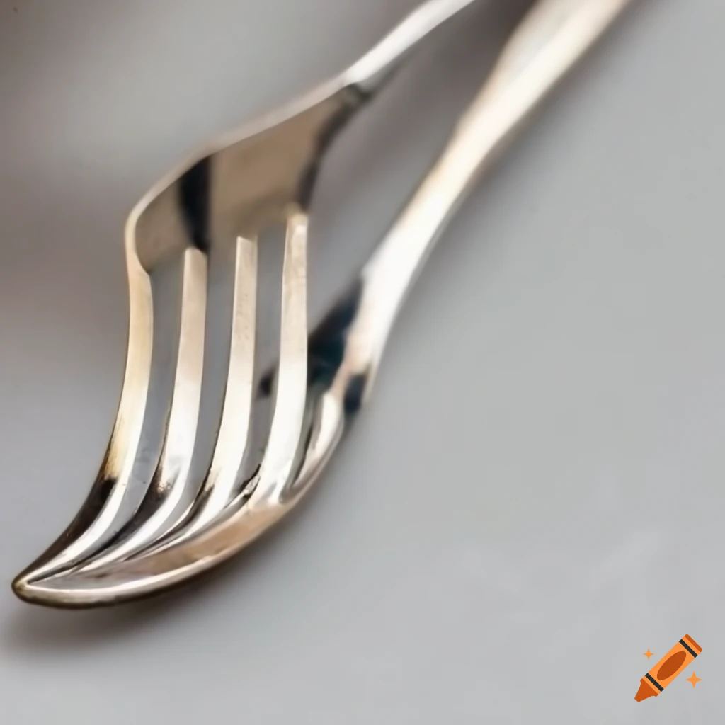 Closeup of colliding silver fork and knife on Craiyon