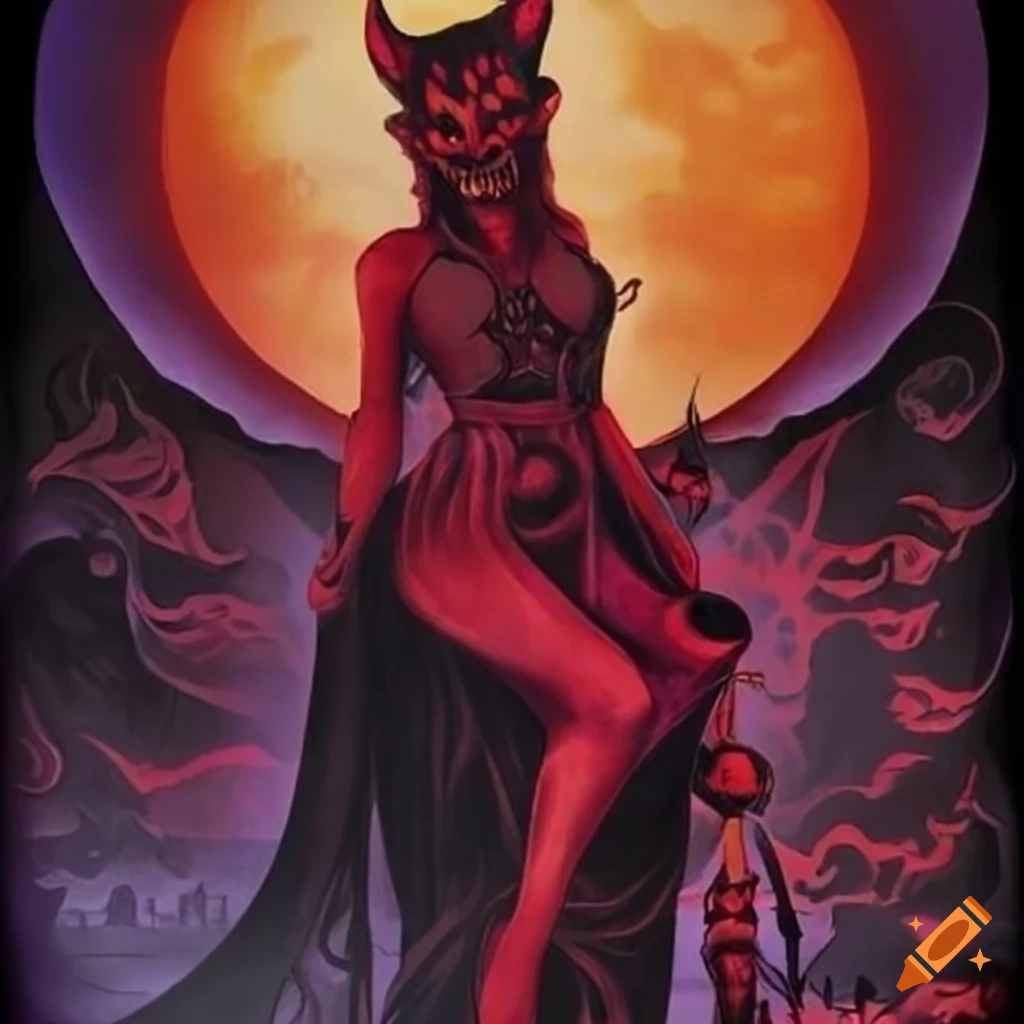 Halloween devil tarot card