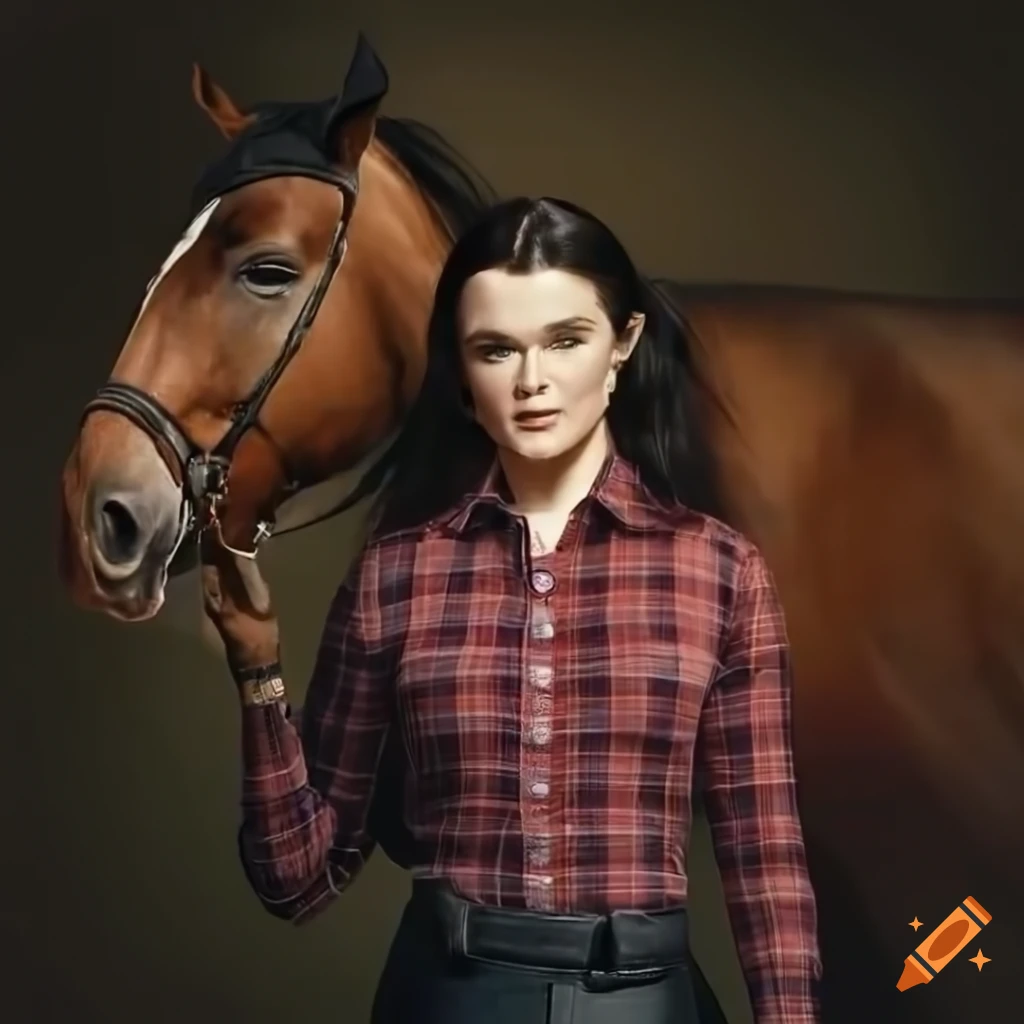detailed photograph of Rachel Weisz as a horse rider