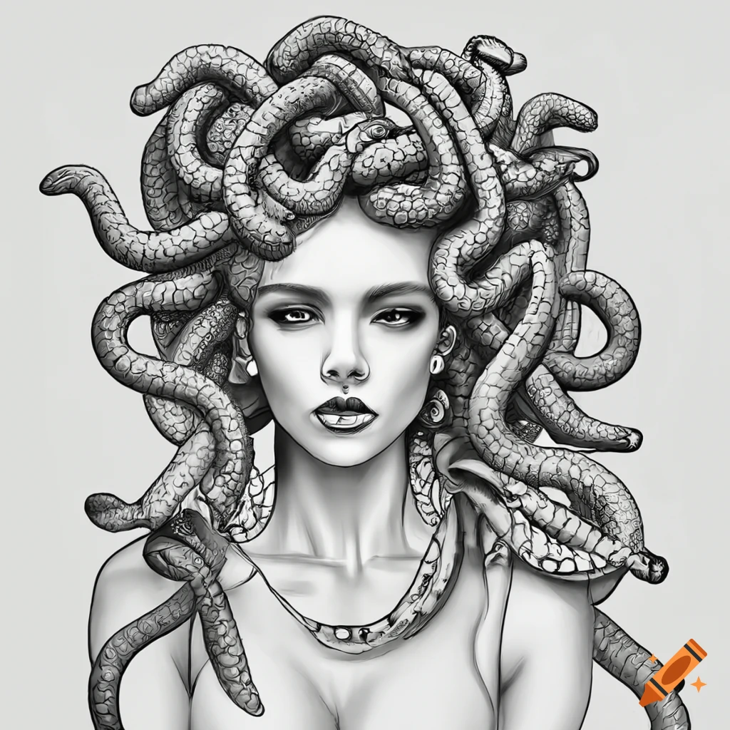 Clean Line Art Coloring Page Of Medusa On Craiyon