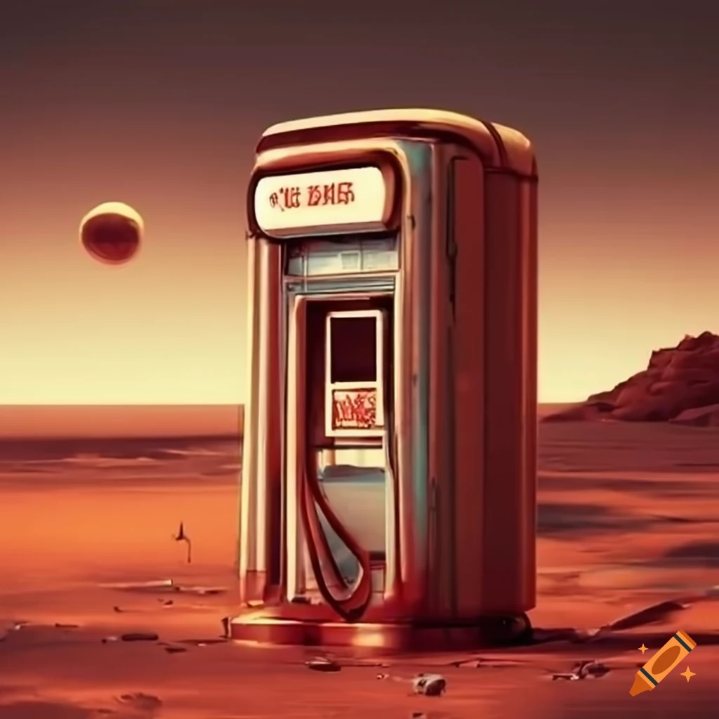 retro gas station on Mars