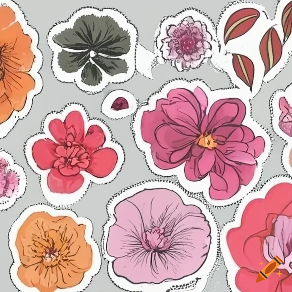 Floral stickers for decoration on Craiyon