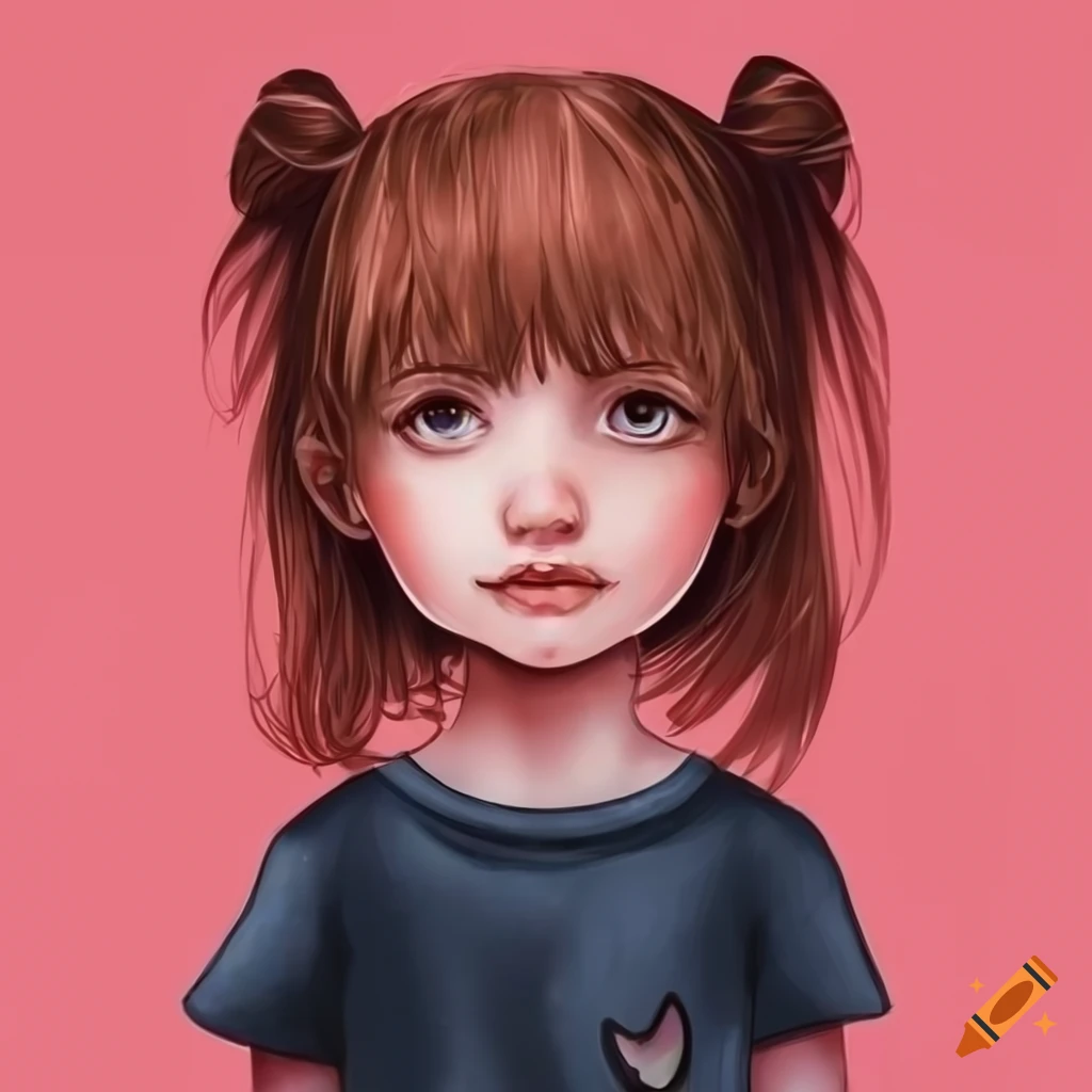 T-shirt design of a small girl with an evil smile on Craiyon
