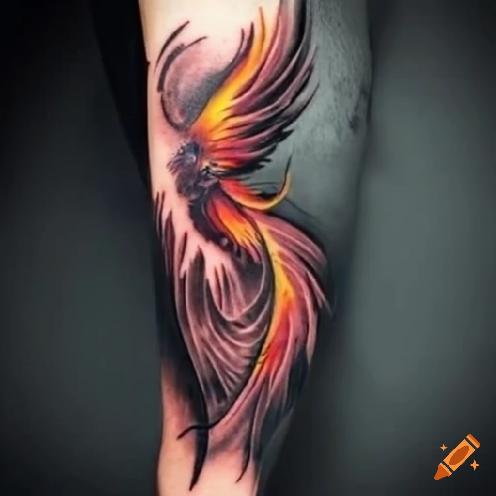 Men s Phoenix Tattoo On Upper Arm On Craiyon