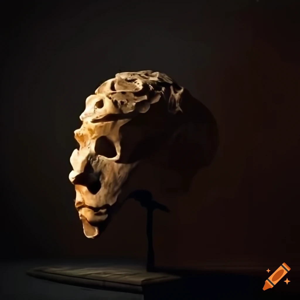 student examining an old artifact in dramatic lighting