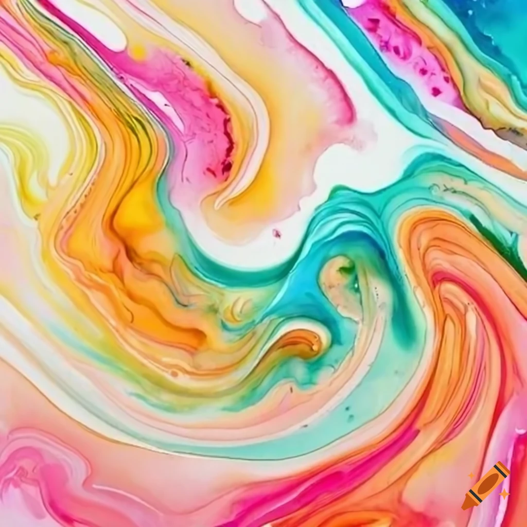 swirling flow of spring-colored watercolors