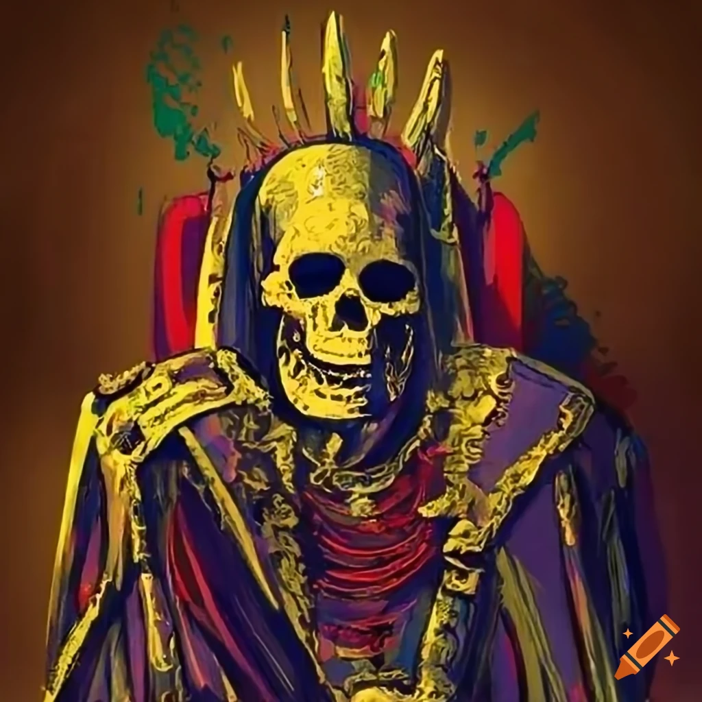 Close-up of a sinister skull king painting on Craiyon