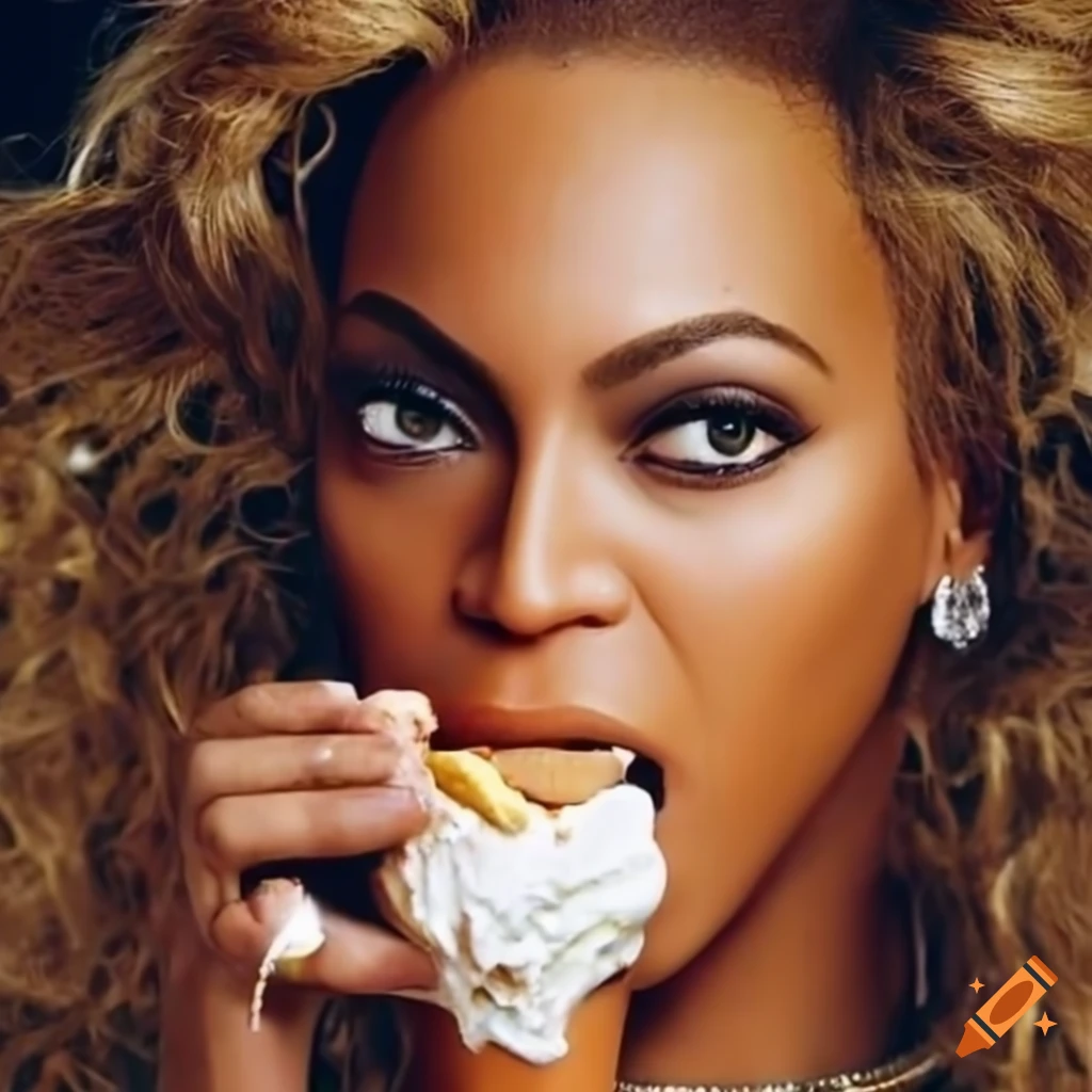 Beyonce enjoying an ice cream cone on Craiyon