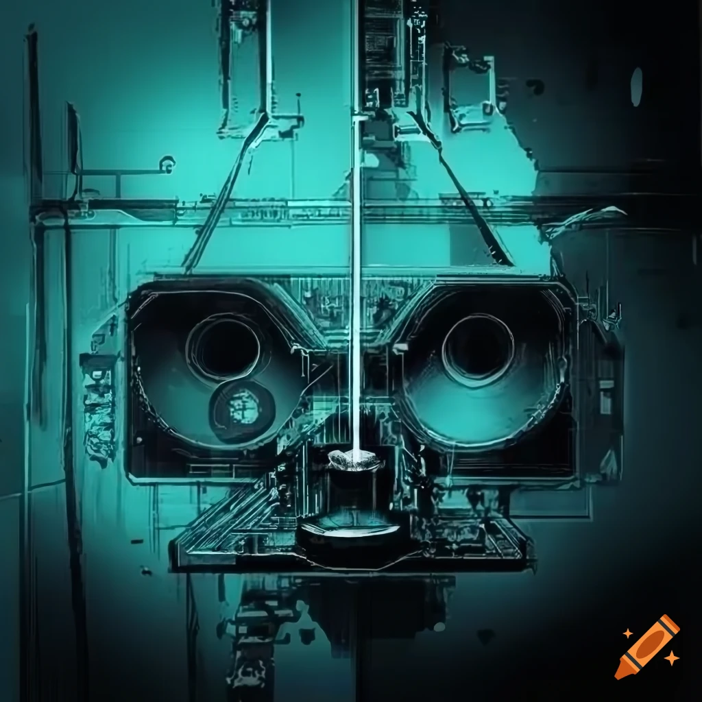 Album cover with industrial techno vibes on Craiyon