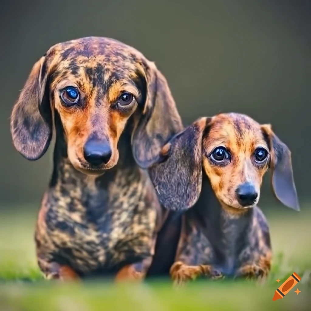 two adorable dachshunds with contrasting colors