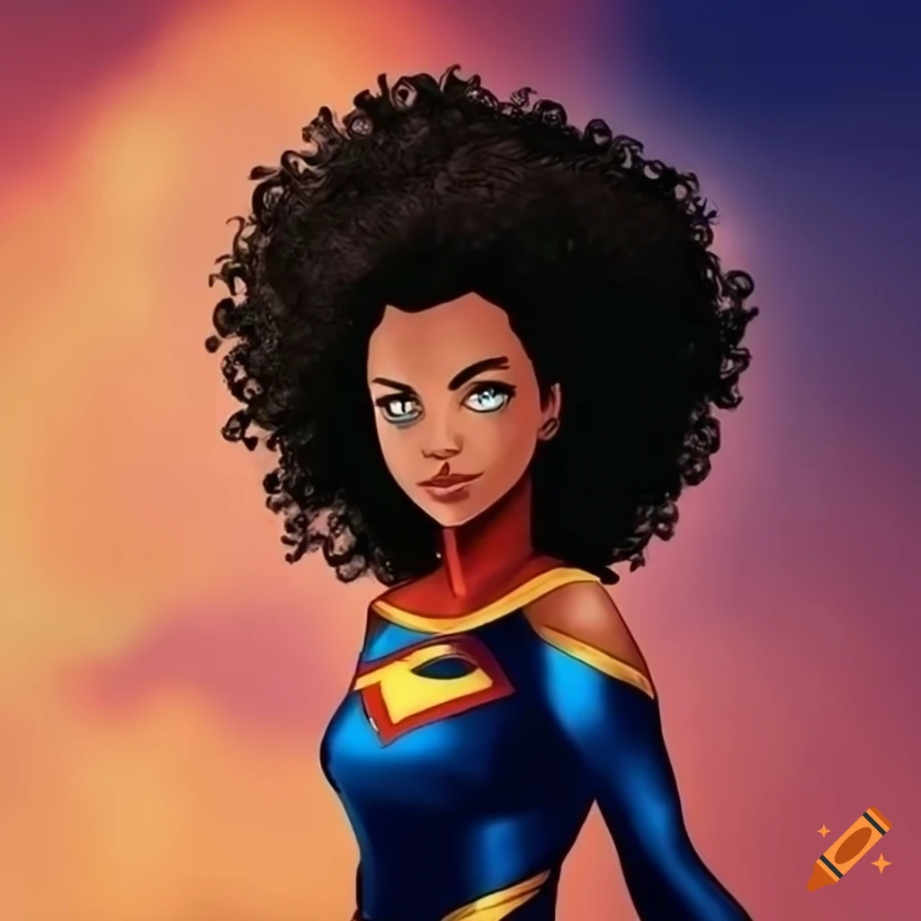 Black Woman Superhero With Cape And Blue Eyes On Craiyon