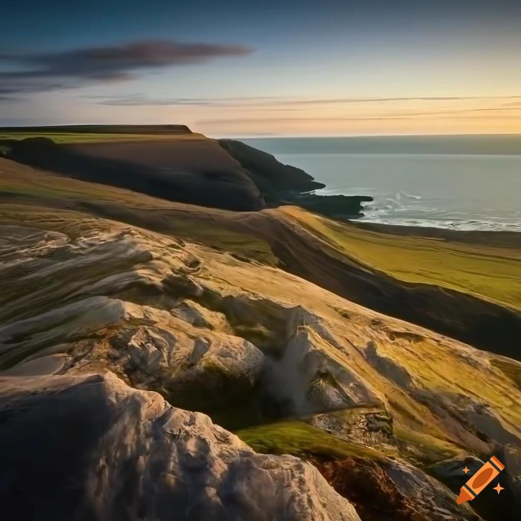 stunning view of limestone hills on the Northern Coast of Britain